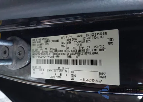 2022 Ford Escape Se из США, поврежденный, VIN 1FMCU9G67NUA21679